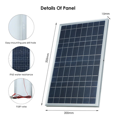 300W/600W Solar Panel 12V Photovoltaic Power Bank Kit 100A Controller Solar Plate for Home/Camping/Rv/Car Fast Battery Charger