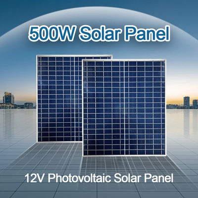 500W/1000W 12V Photovoltaic Solar Panel Power Bank Kit 100A Controller Solar Plate for Home/Camping/Rv/Car Fast Battery Charger