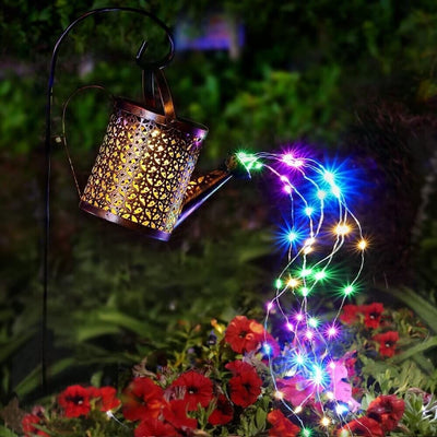 1   2pcs Watering Can Lights, Copper Solar Garden Lights For Outdoor  Pathway  Yard Deck  Lawn Patio