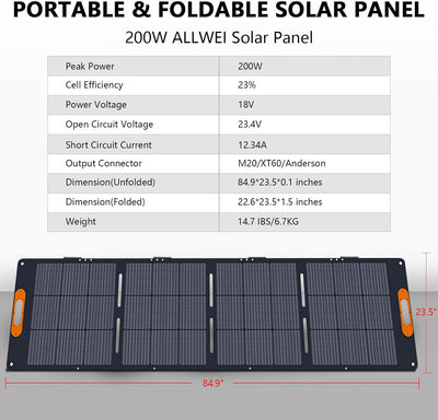200W Portable Solar Panel & Power Station Kit - Off-Grid Power