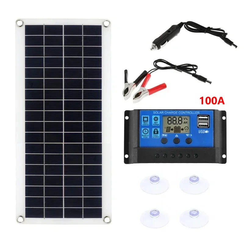 1000W Solar Panel 12V Solar Cell with 60A 100A Controller Solar Charge for Phone RV Car MP3 PAD Charger Outdoor Battery Supply