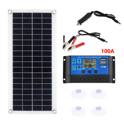 1000W Solar Panel 12V Solar Cell with 60A 100A Controller Solar Charge for Phone RV Car MP3 PAD Charger Outdoor Battery Supply