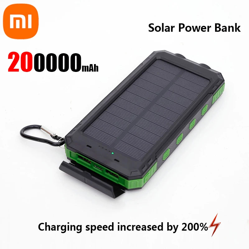 Xiaomi 200000Mah Solar Power Bank Portable Large Capacity Charger Compatible USB-A and USB-C with Flashlight for Xiaomi Iphone