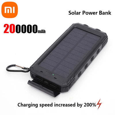 Xiaomi 200000Mah Solar Power Bank Portable Large Capacity Charger Compatible USB-A and USB-C with Flashlight for Xiaomi Iphone