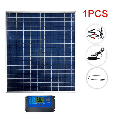 500W1000W Solar Panel Kit 12V Solar Panel 100A Controller USB Port Portable Solar Battery Charger for Outdoor Camping Mobile RV