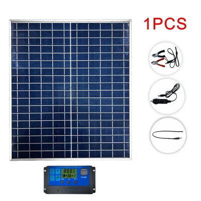 500W/1000W 12V Photovoltaic Solar Panel Power Bank Kit 100A Controller Solar Plate for Home/Camping/Rv/Car Fast Battery Charger