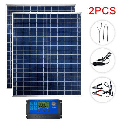 500W1000W Solar Panel Kit 12V Solar Panel 100A Controller USB Port Portable Solar Battery Charger for Outdoor Camping Mobile RV