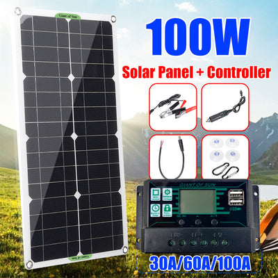 30W 18V Semi-flexible Solar Panel Outdoor Solar Charging Panel USB Phone Charger