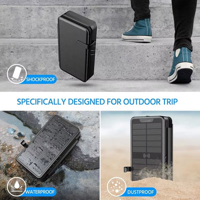 High-Capacity 38,800 mAh Solar Wireless Charger with Integrated Solar Panel and Bright LED Torch