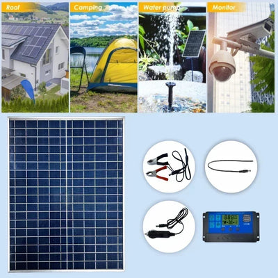 500W/1000W 12V Photovoltaic Solar Panel Power Bank Kit 100A Controller Solar Plate for Home/Camping/Rv/Car Fast Battery Charger