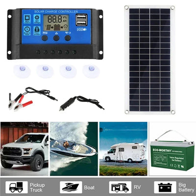 1000W Solar Panel 12V Solar Cell with 60A 100A Controller Solar Charge for Phone RV Car MP3 PAD Charger Outdoor Battery Supply