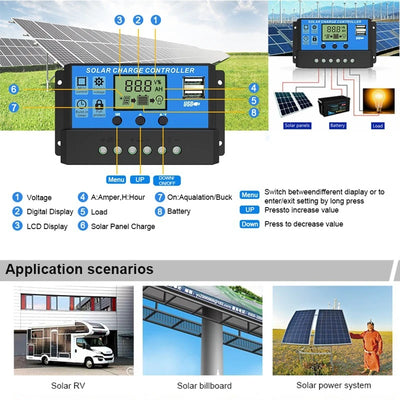 1000W Solar Panel 12V Solar Cell with 60A 100A Controller Solar Charge for Phone RV Car MP3 PAD Charger Outdoor Battery Supply